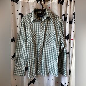 Wrangler Green Casual Button Down Shirt with Western Style